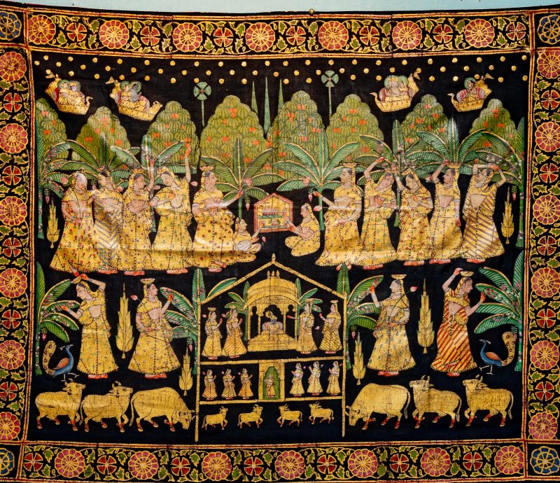 Shrinathji Baal Swaroop And Gopis Sanjhi Pichwai