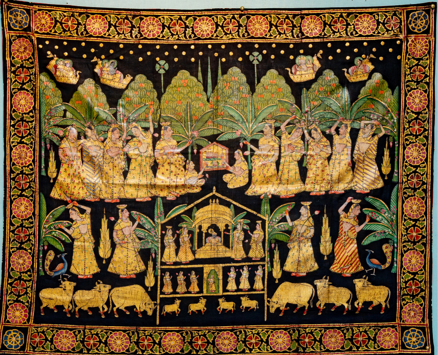 Shrinathji Baal Swaroop And Gopis Sanjhi Pichwai