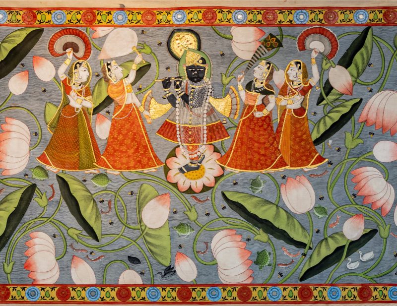 Lord Krishna Kamal Talai Vintage Pichwai